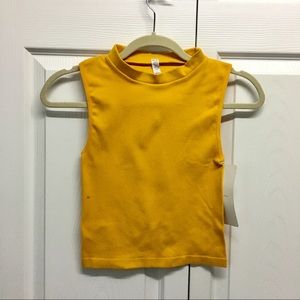 Yellow Mock Neck Sleeveless Shirt